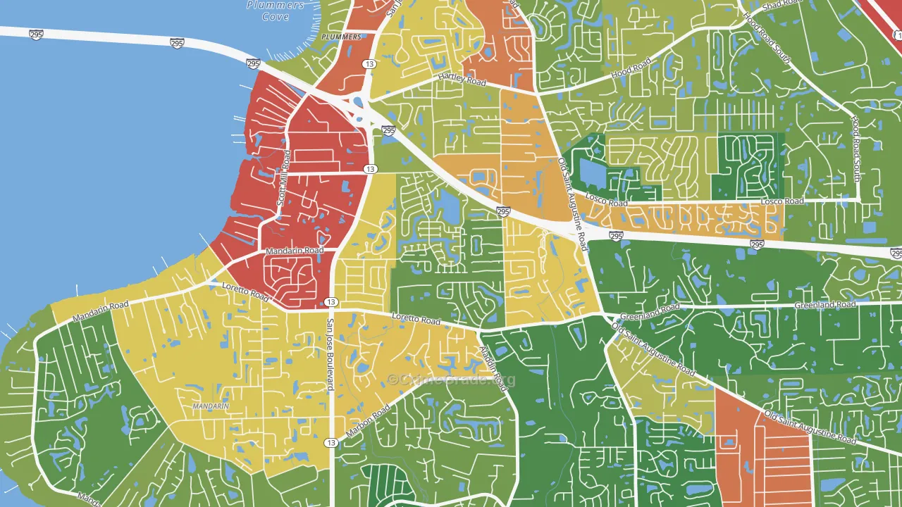 Loretto, Jacksonville, FL Map of Theft Rates