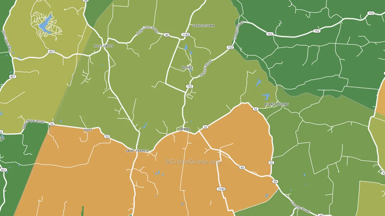 Loretto, KY Map of Theft Rates