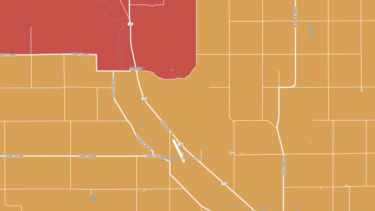 Loretto, NE Map of Theft Rates