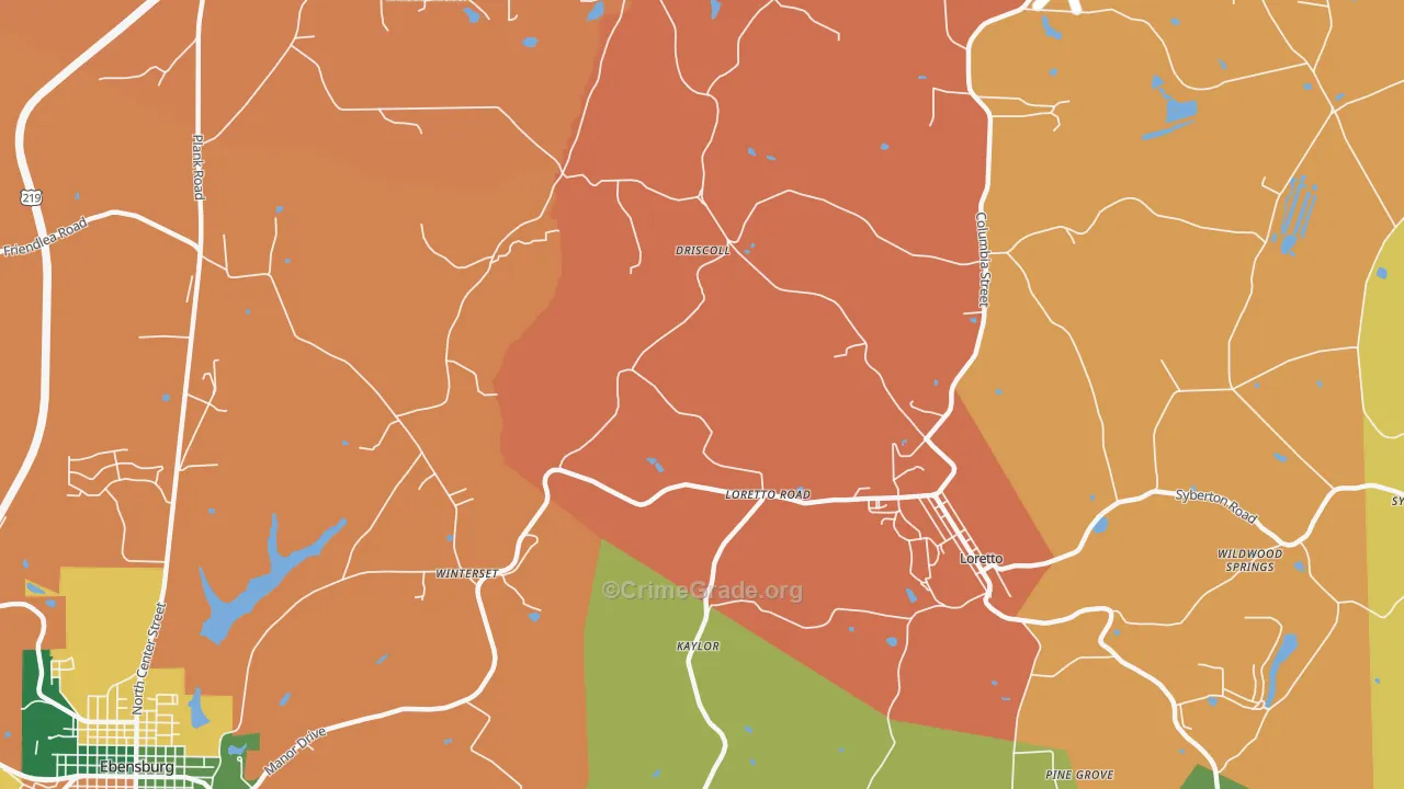 Loretto Road, PA Map of Theft Rates