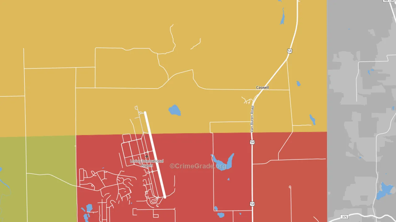 Loring Air Force Base, ME Map of Theft Rates