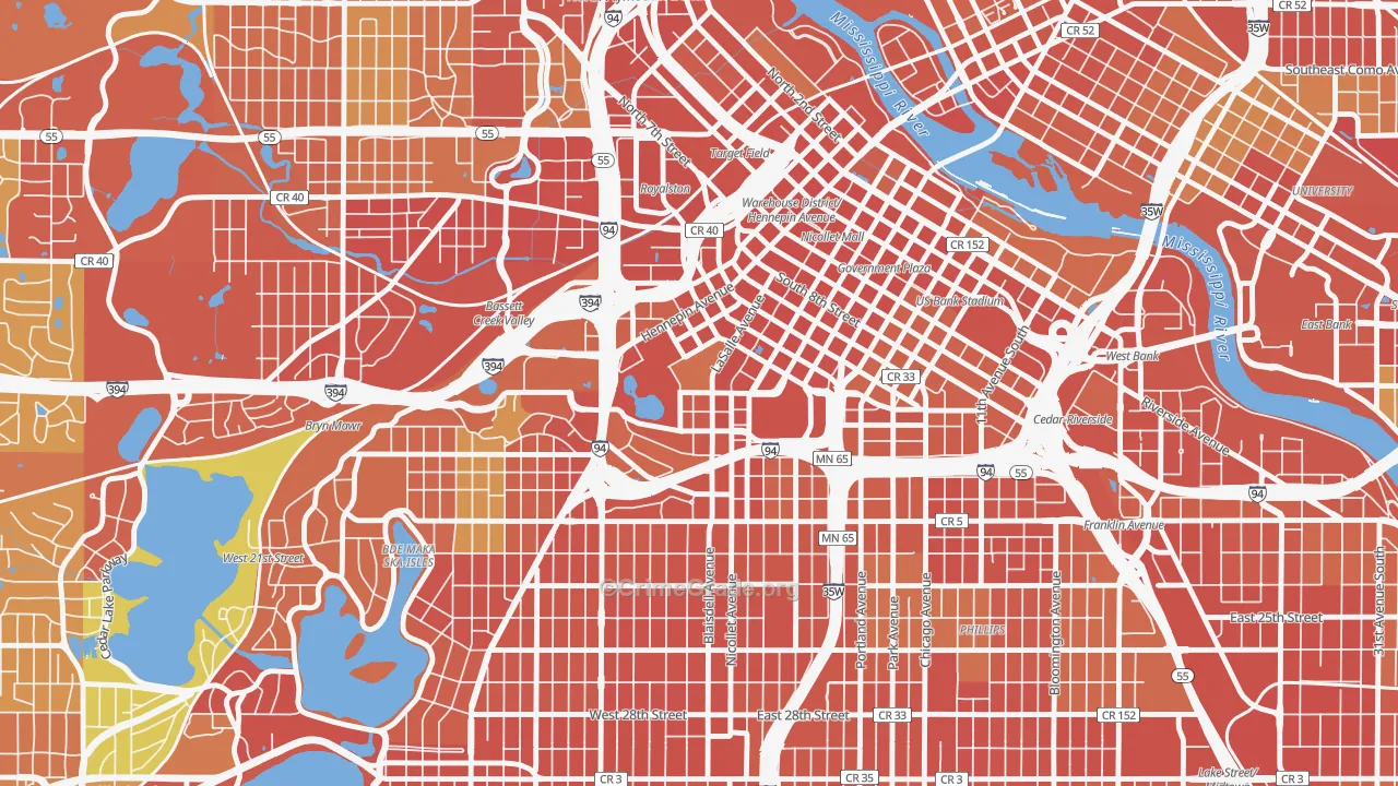 Loring Park, Minneapolis, MN Map of Theft Rates