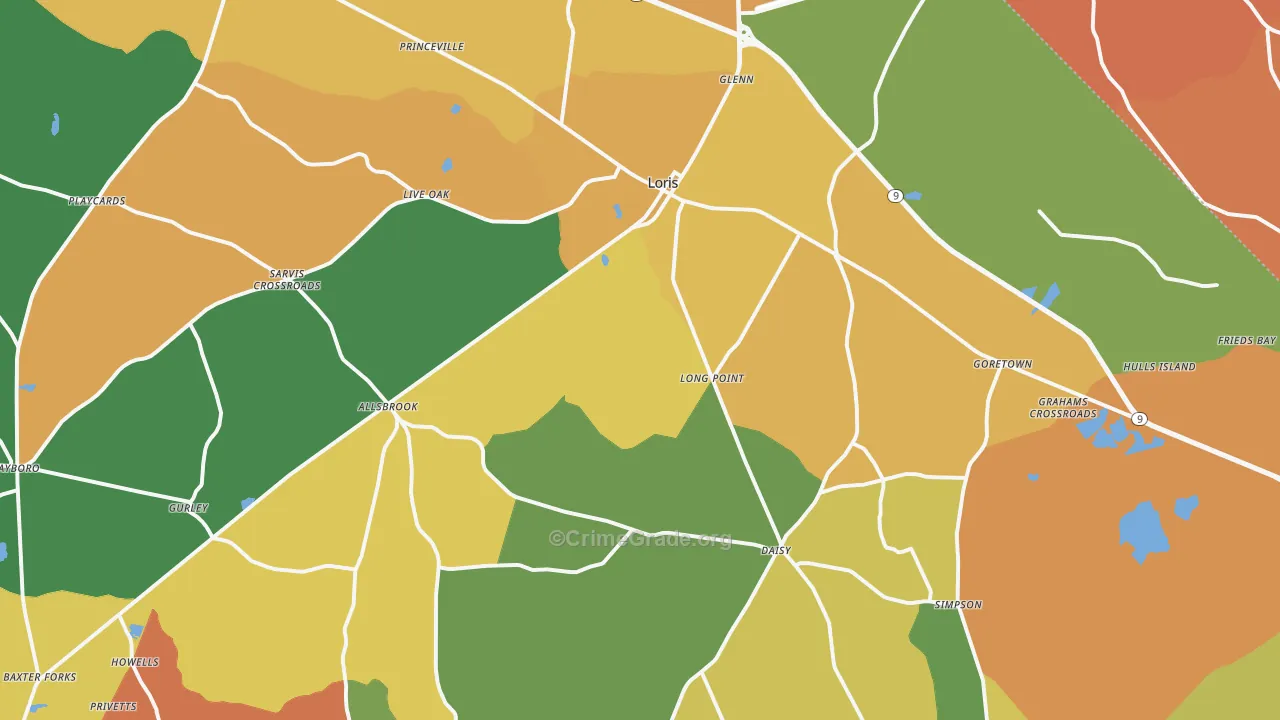 Loris, SC Map of Theft Rates