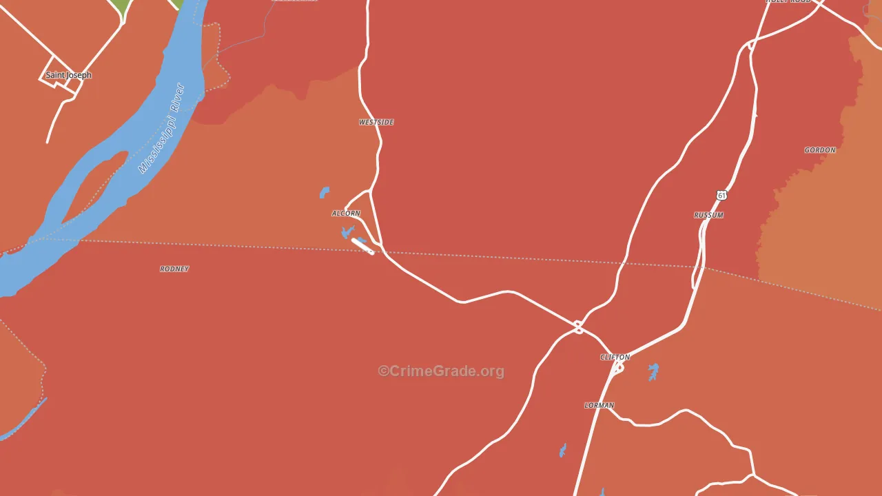 Lorman, MS Map of Theft Rates
