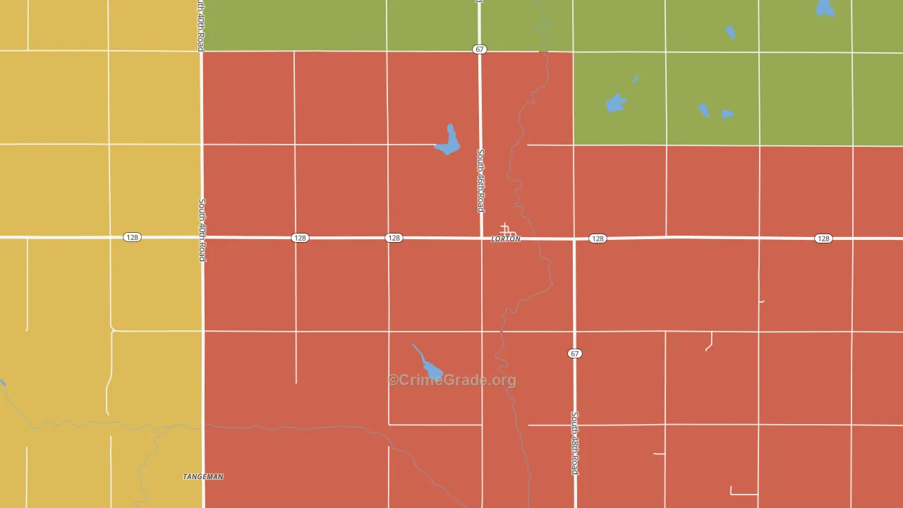 Lorton, NE Map of Theft Rates