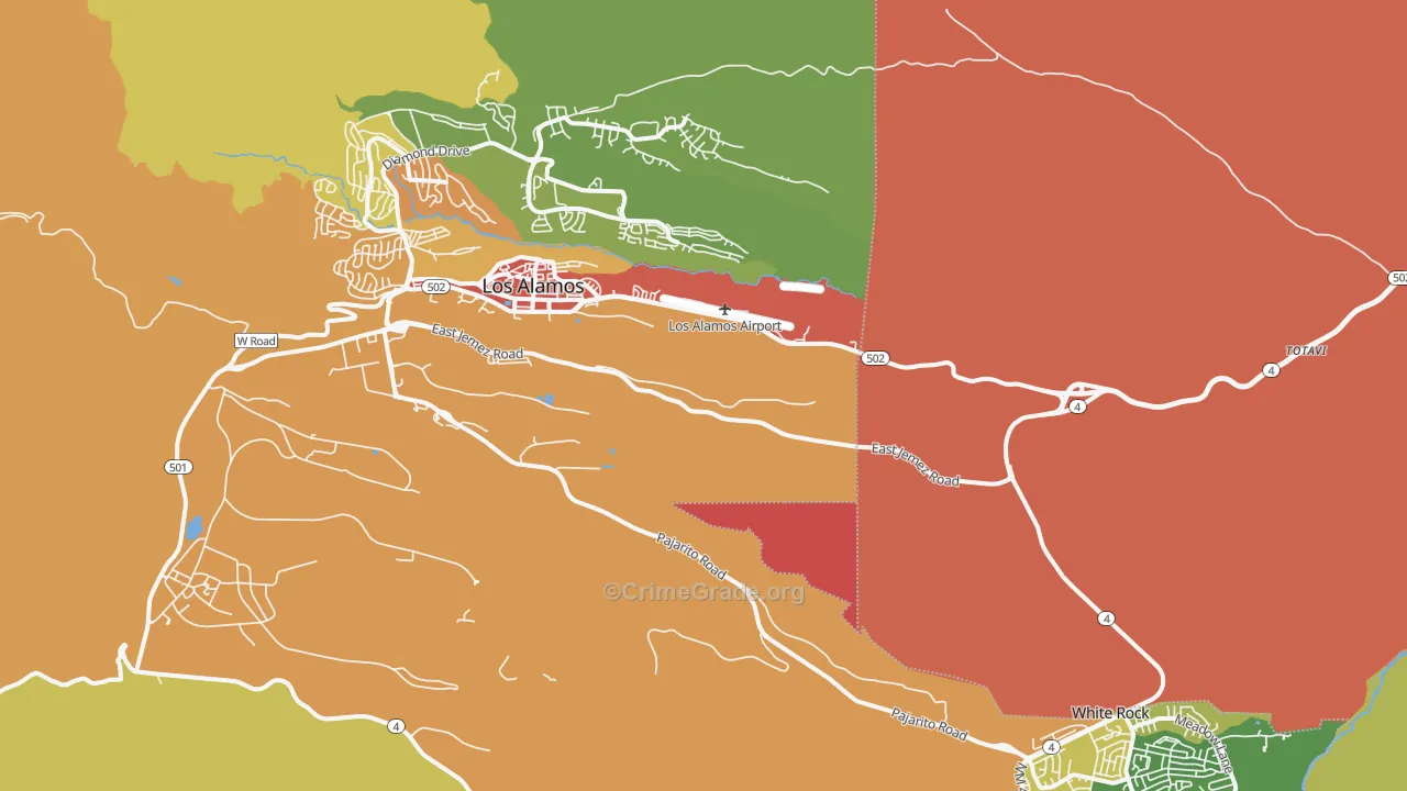 Los Alamos County, NM Map of Theft Rates