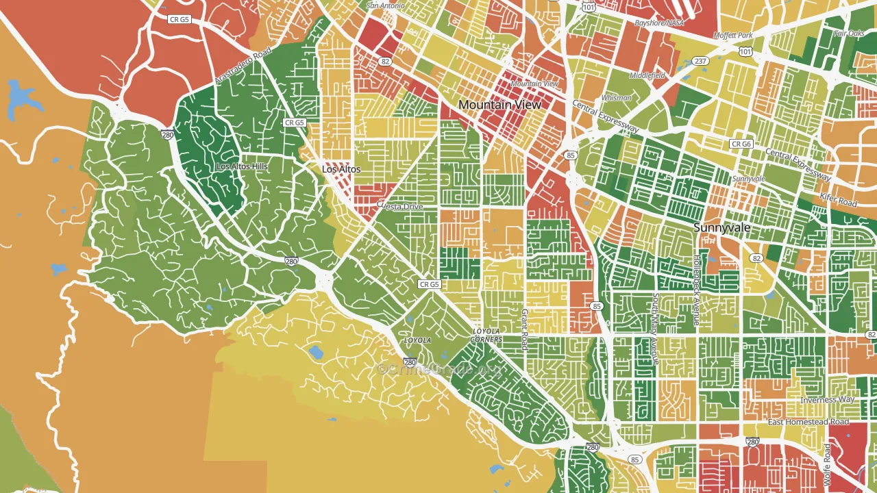 Los Altos, CA Map of Theft Rates