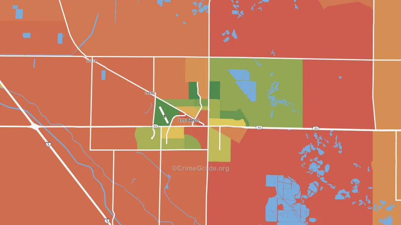 Los Banos, CA Map of Theft Rates