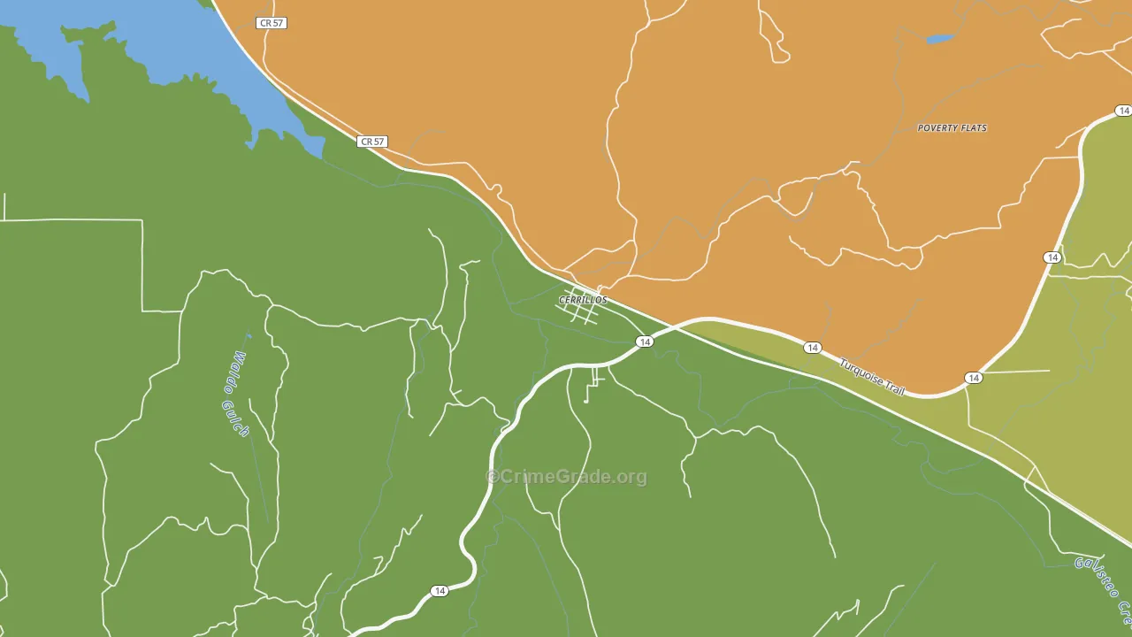 Los Cerrillos, NM Map of Theft Rates