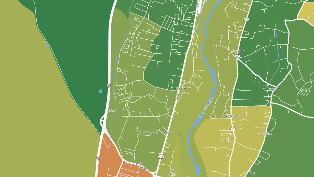 Los Chaves, NM Map of Theft Rates
