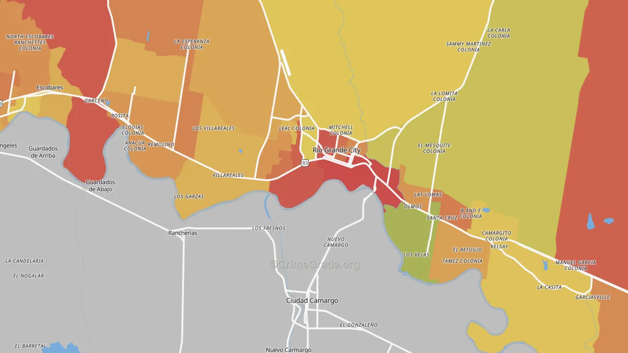 Los Ebanos, TX Map of Theft Rates