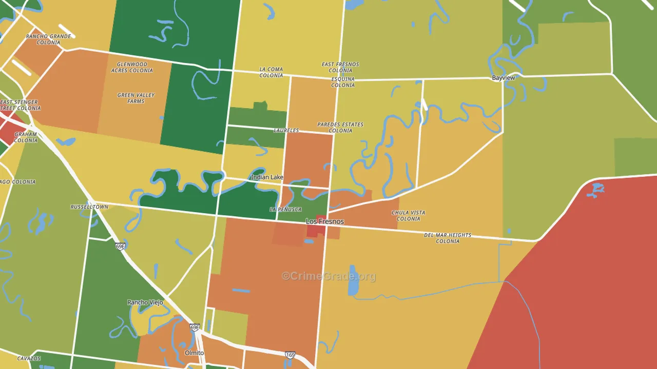 Los Fresnos, TX Map of Theft Rates