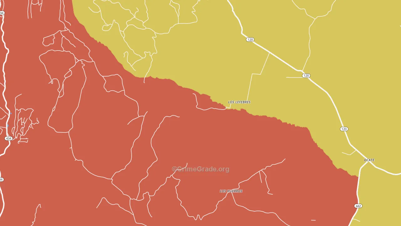 Los Hueros, NM Map of Theft Rates