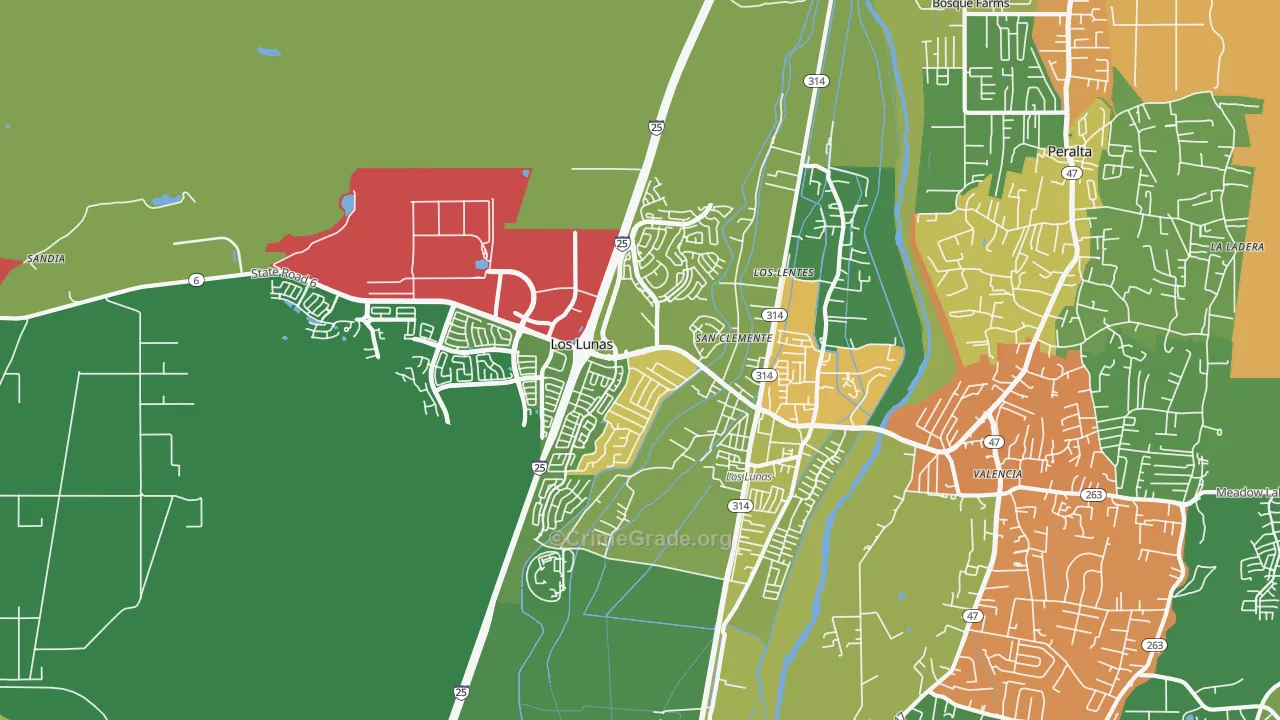 Los Lentes, NM Map of Theft Rates
