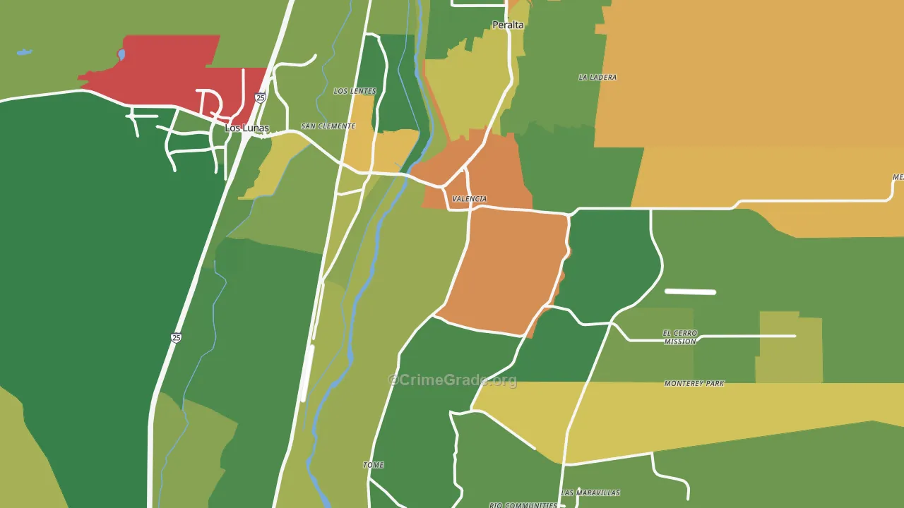 Los Lunas, NM Map of Theft Rates