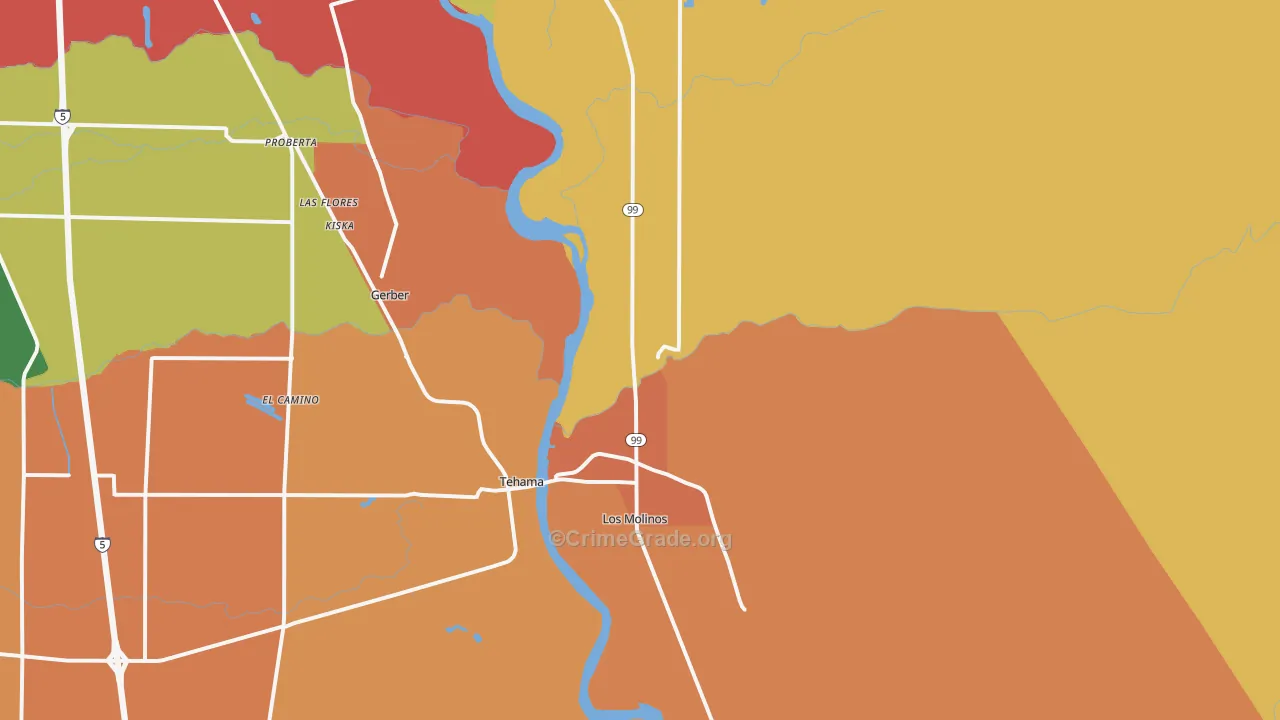Los Molinos, CA Map of Theft Rates