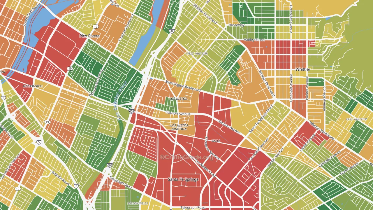 Los Neitos, West Whittier-Los Nietos, CA Map of Theft Rates