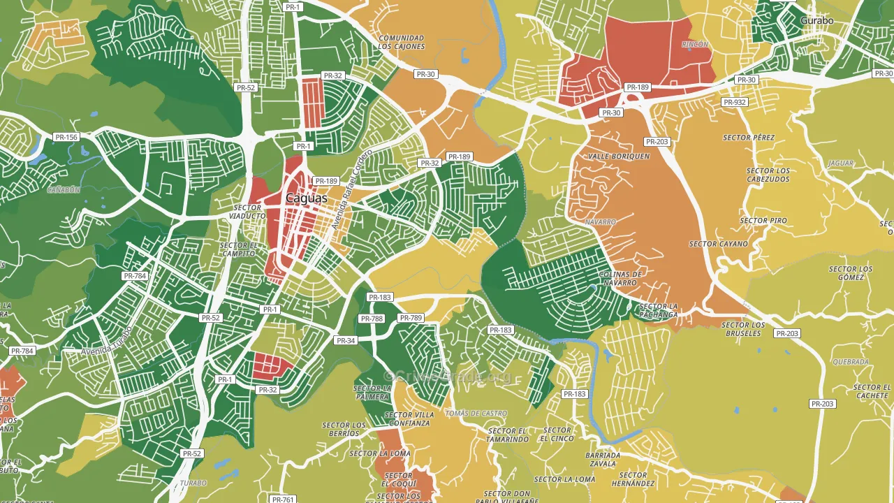 Los Prados, PR Map of Theft Rates