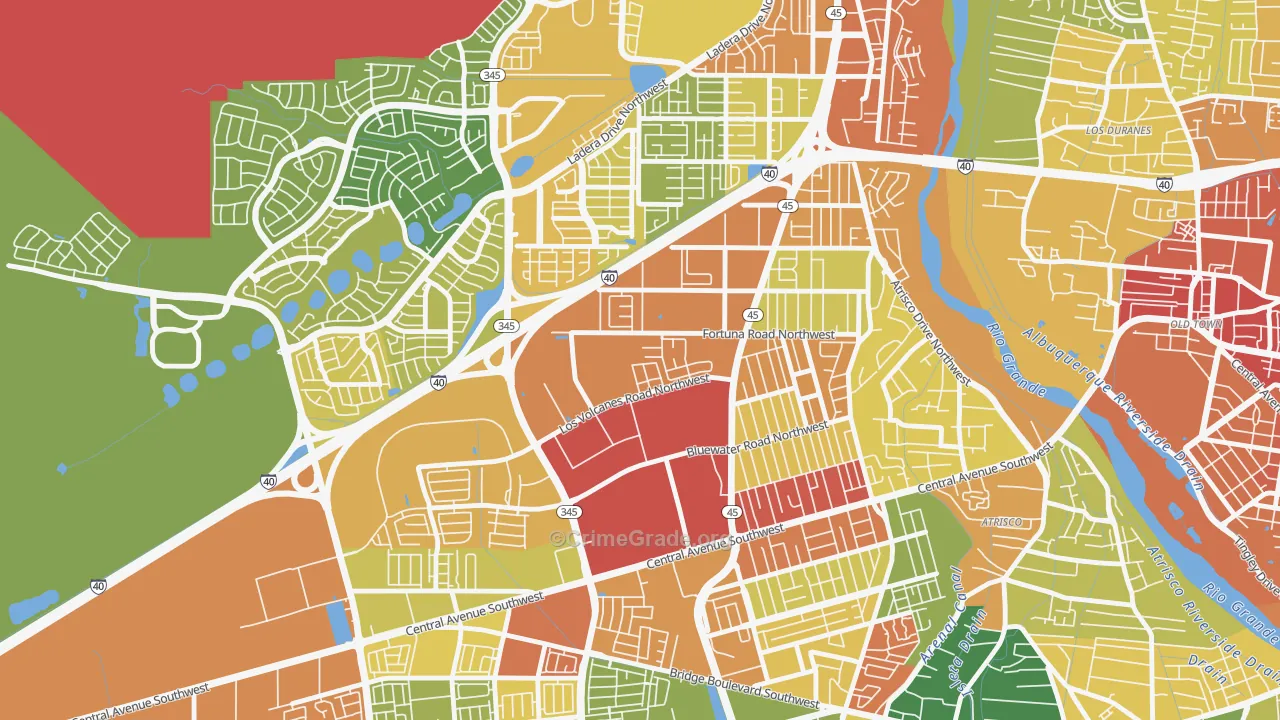 Los Volcanes, Albuquerque, NM Map of Theft Rates