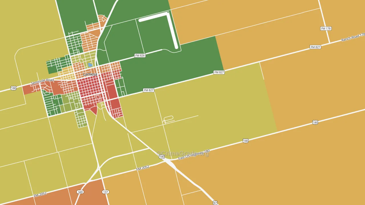 Los Ybanez, TX Map of Theft Rates