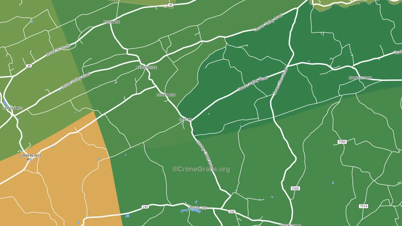 Loschs, PA Map of Theft Rates