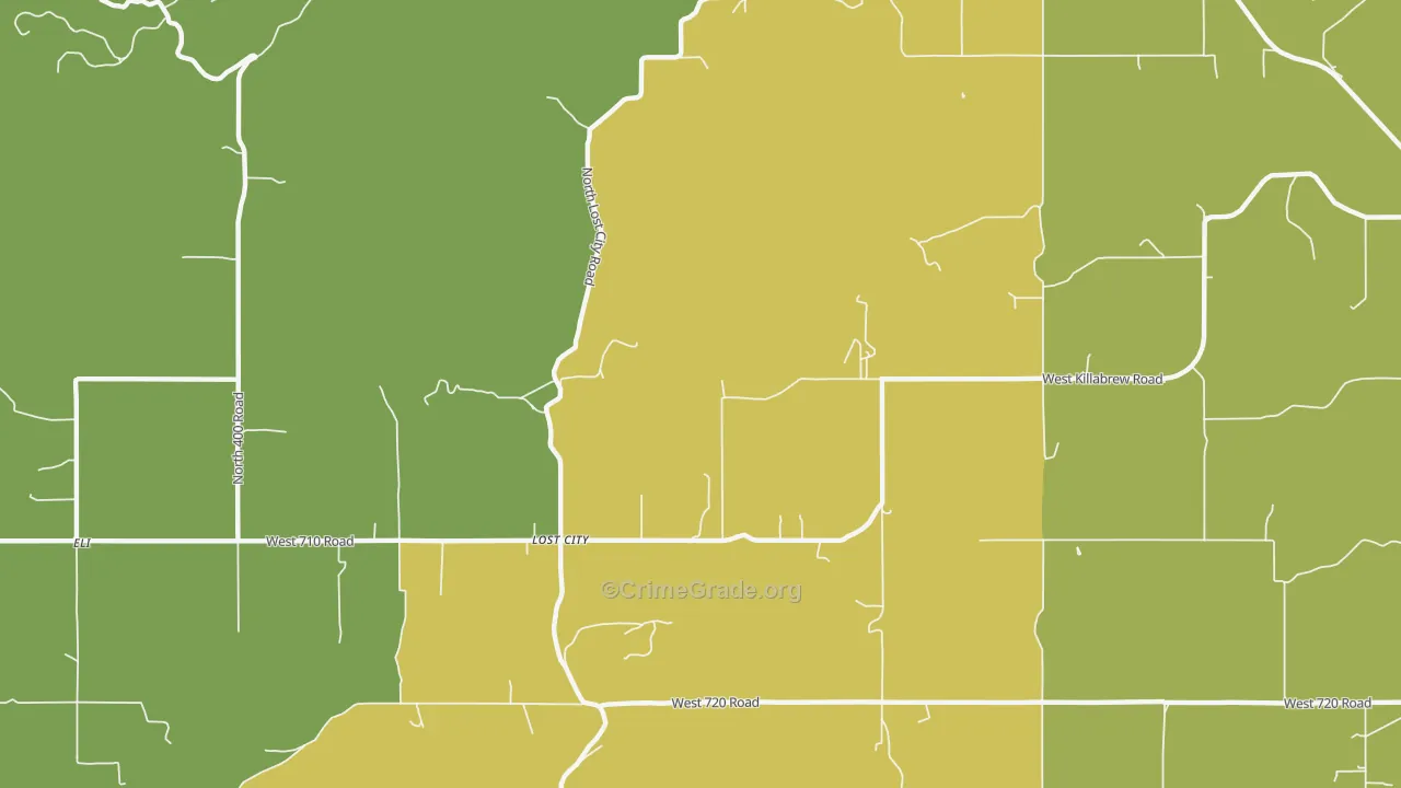 Lost City, OK Map of Theft Rates