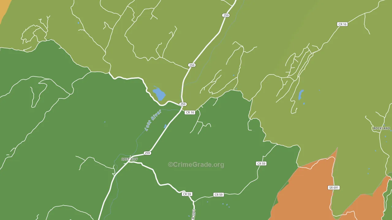 Lost City, WV Map of Theft Rates