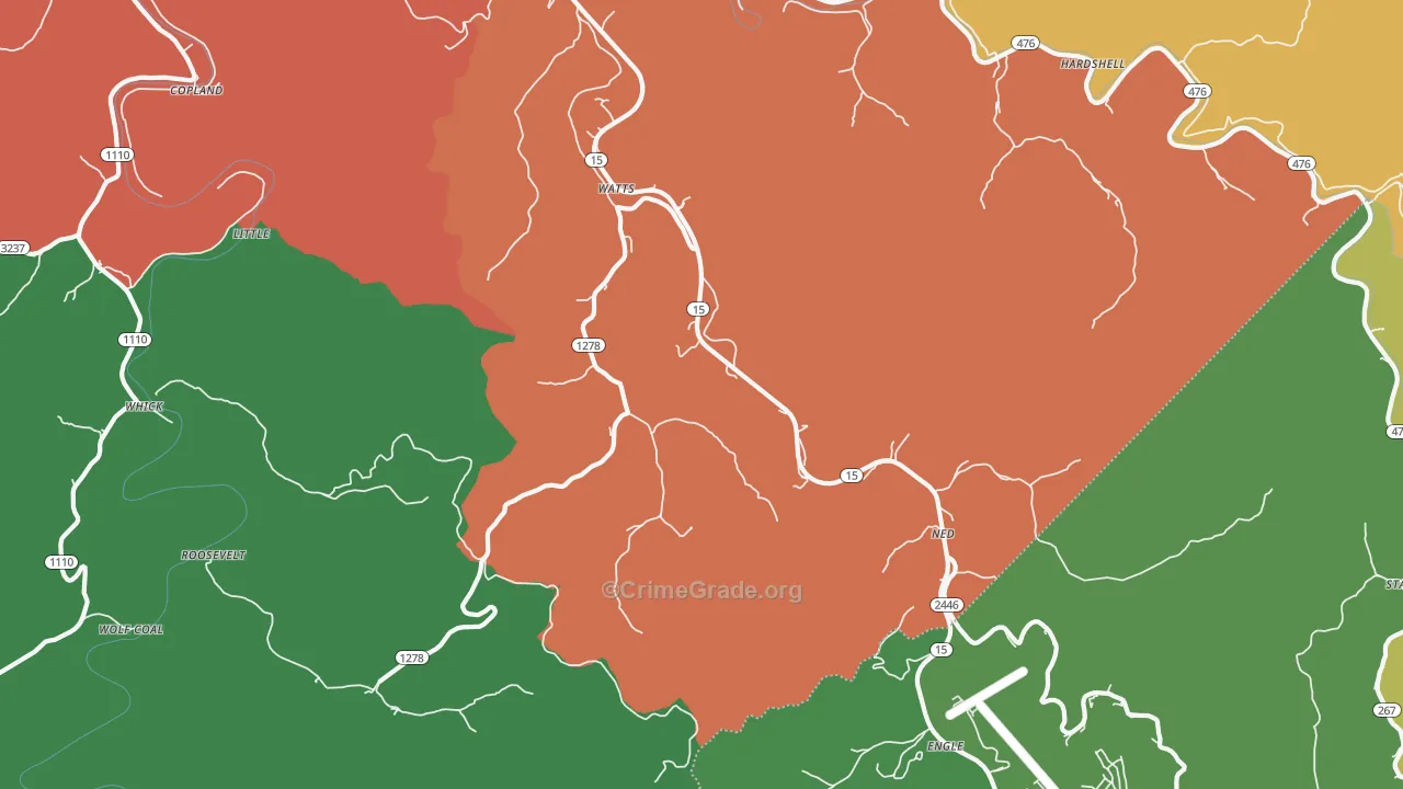 Lost Creek, KY Map of Theft Rates