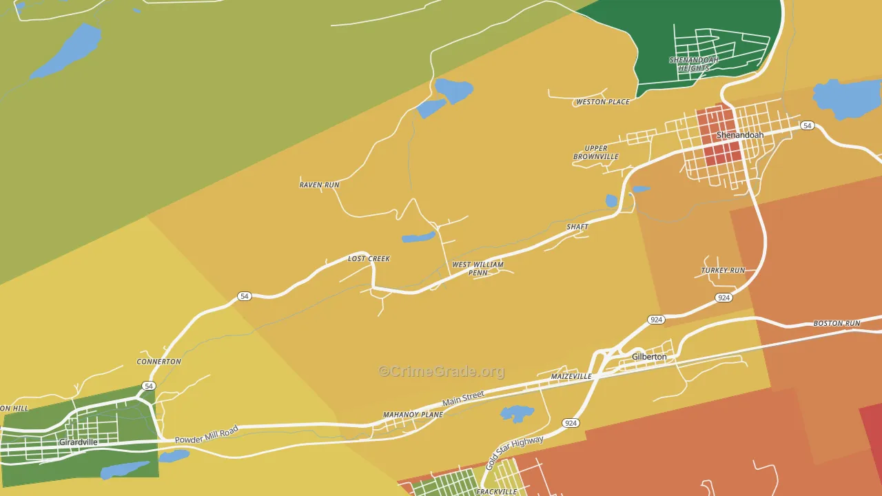 Lost Creek, PA Map of Theft Rates