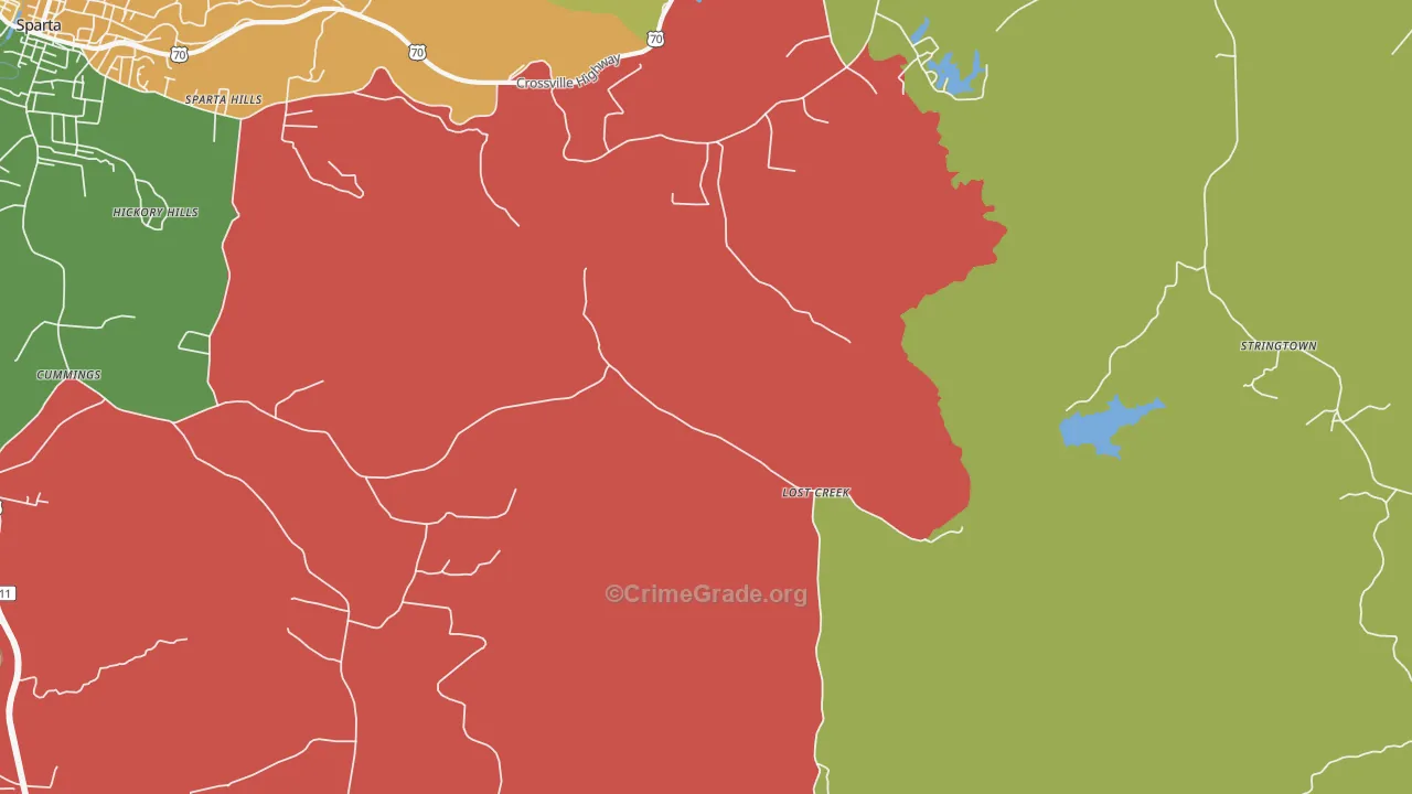 Lost Creek, TN Map of Theft Rates