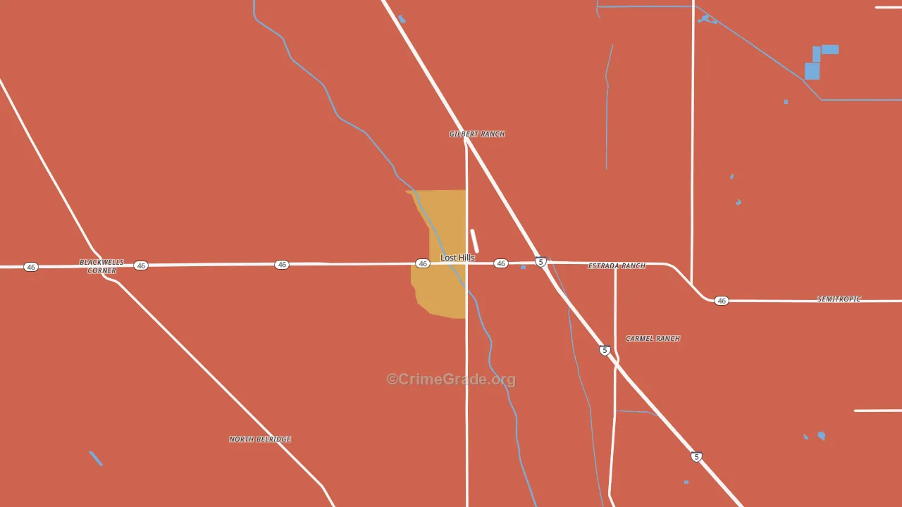Lost Hills, CA Map of Theft Rates