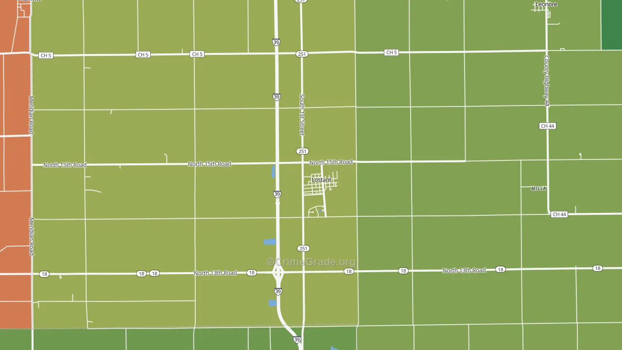 Lostant, IL Map of Theft Rates