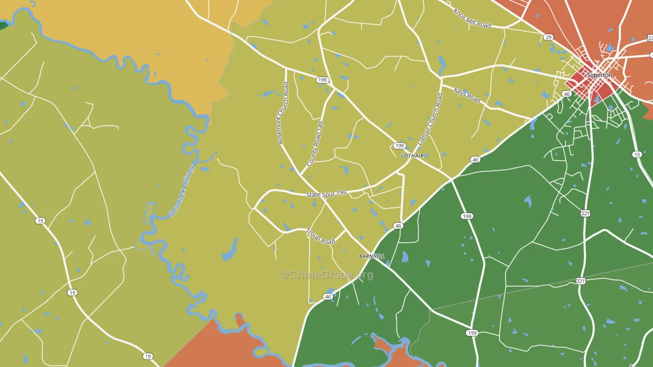 Lothair, GA Map of Theft Rates