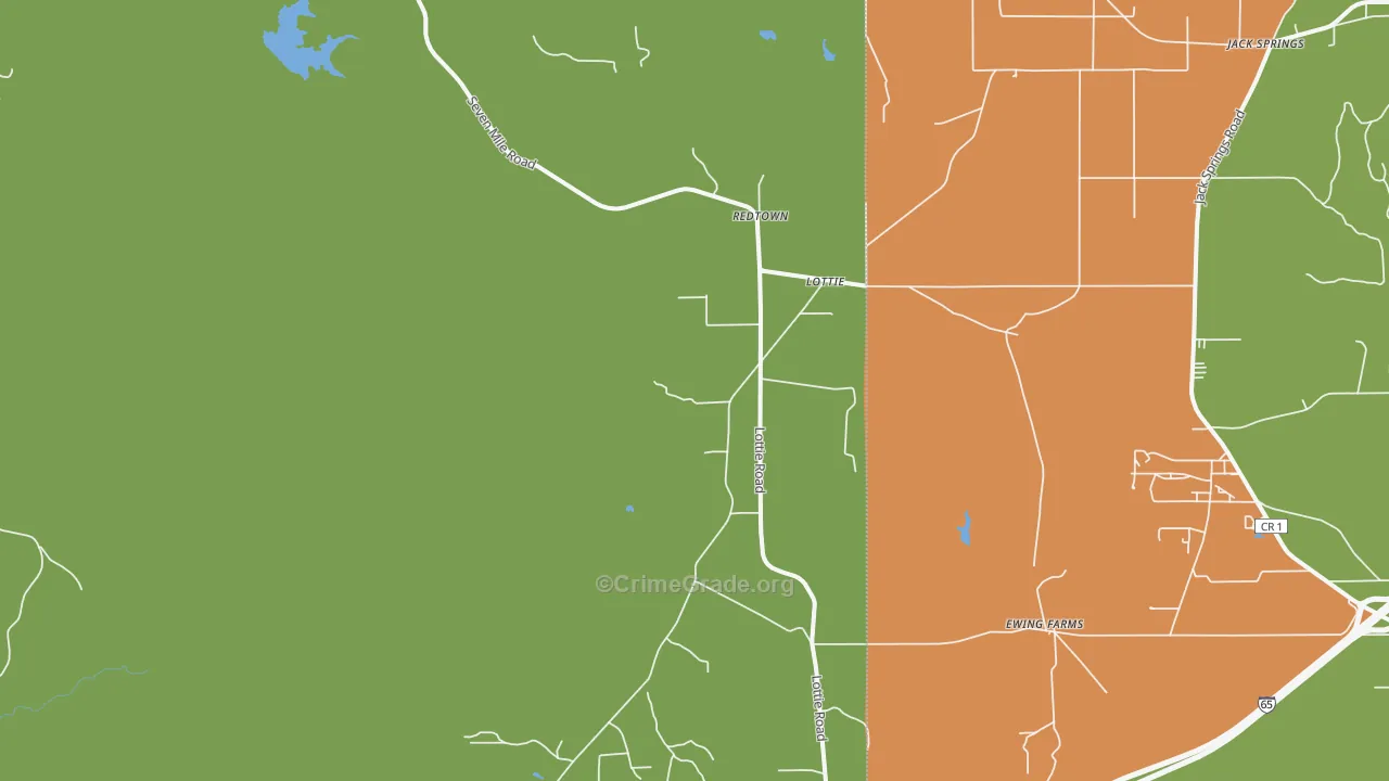 Lottie, AL Map of Theft Rates