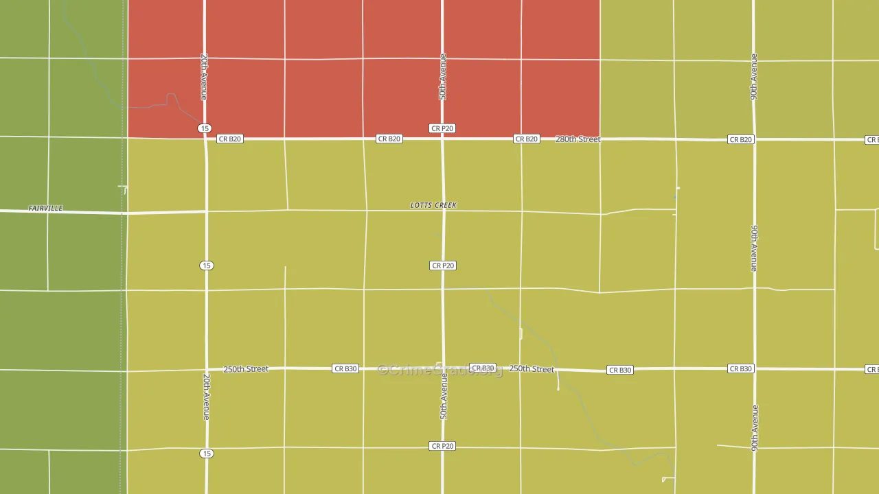 Lotts Creek, IA Map of Theft Rates