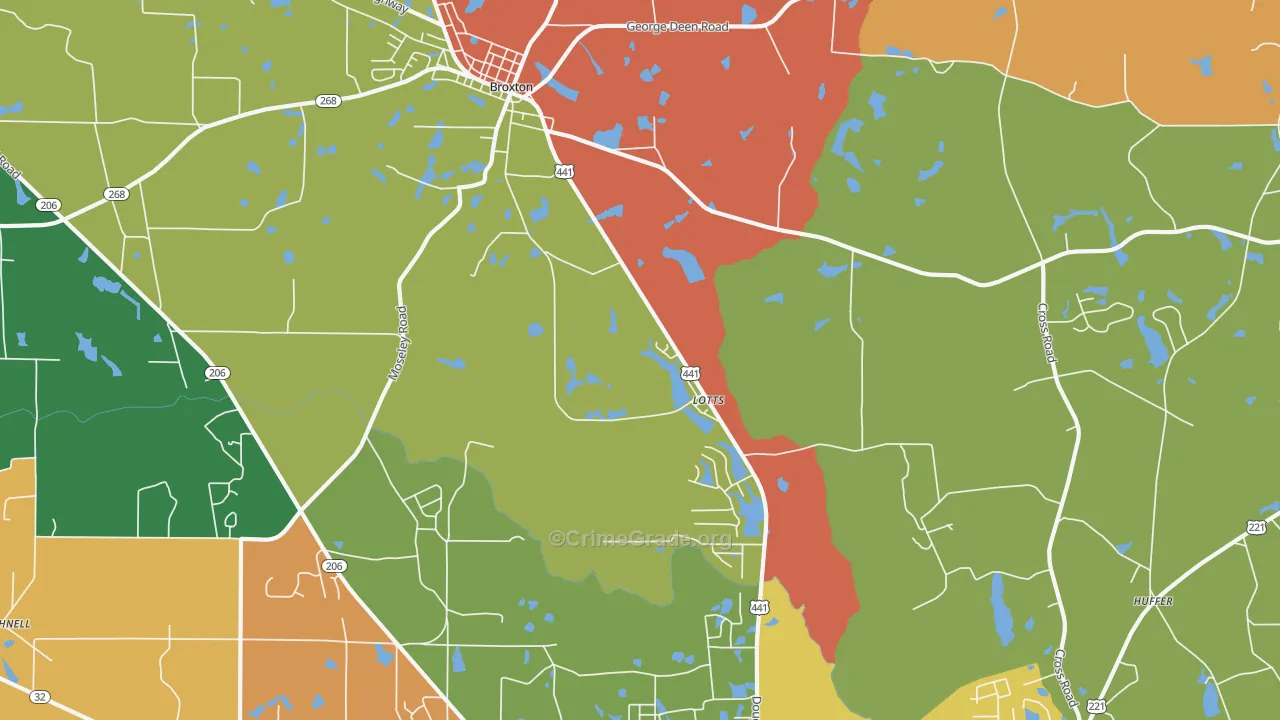 Lotts, GA Map of Theft Rates