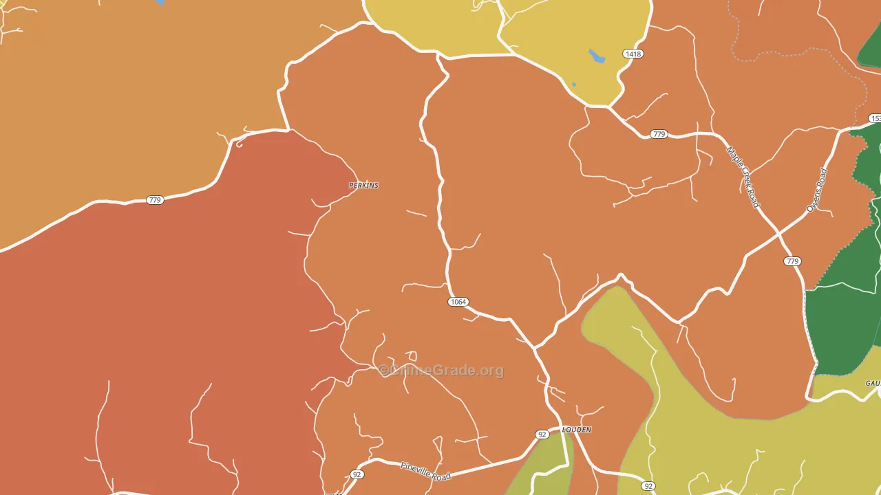Louden, KY Map of Theft Rates