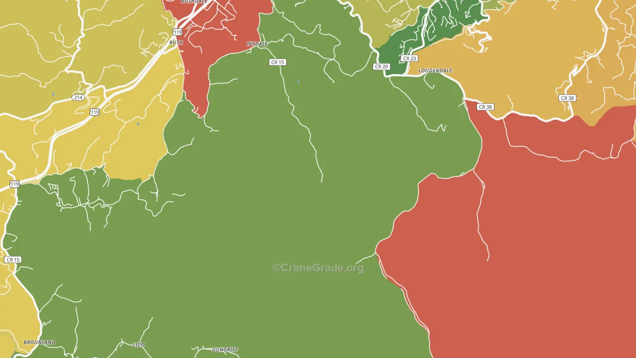 Loudendale, WV Map of Theft Rates
