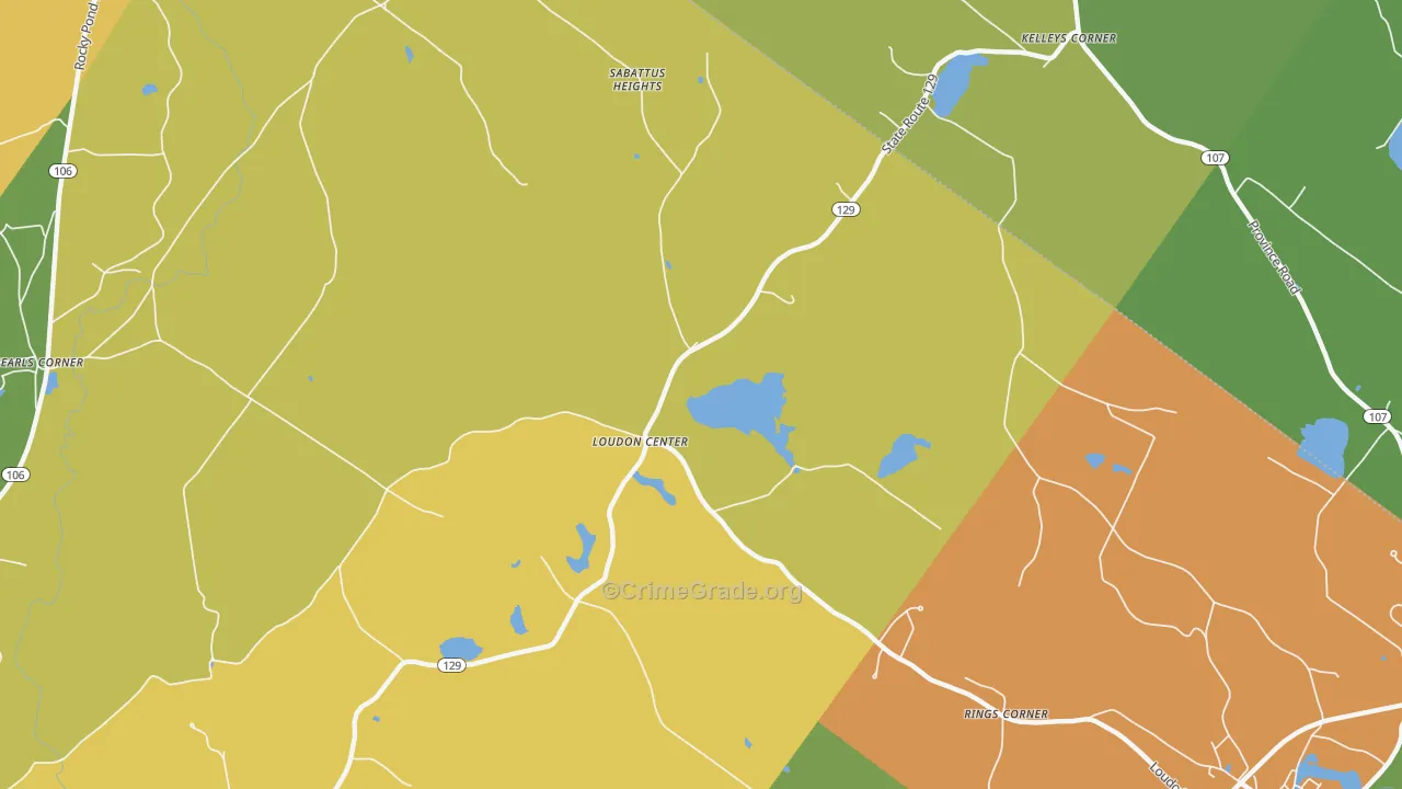 Loudon Center, NH Map of Theft Rates