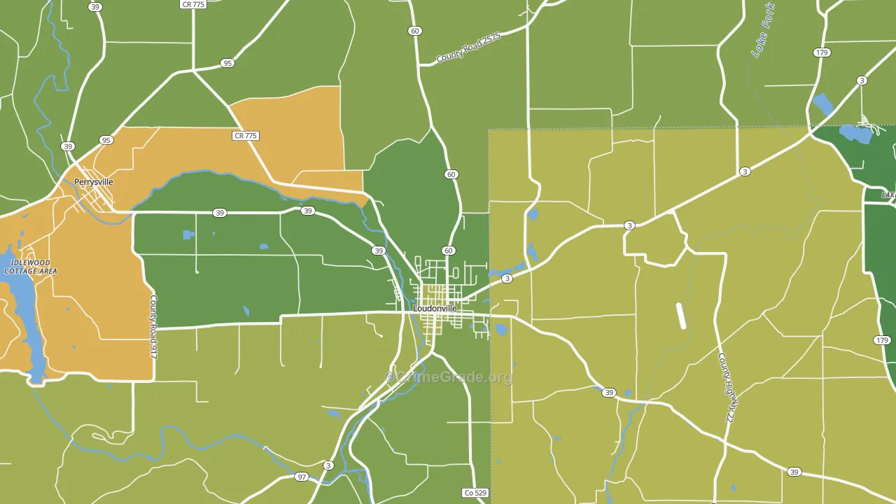 Loudonville, OH Map of Theft Rates