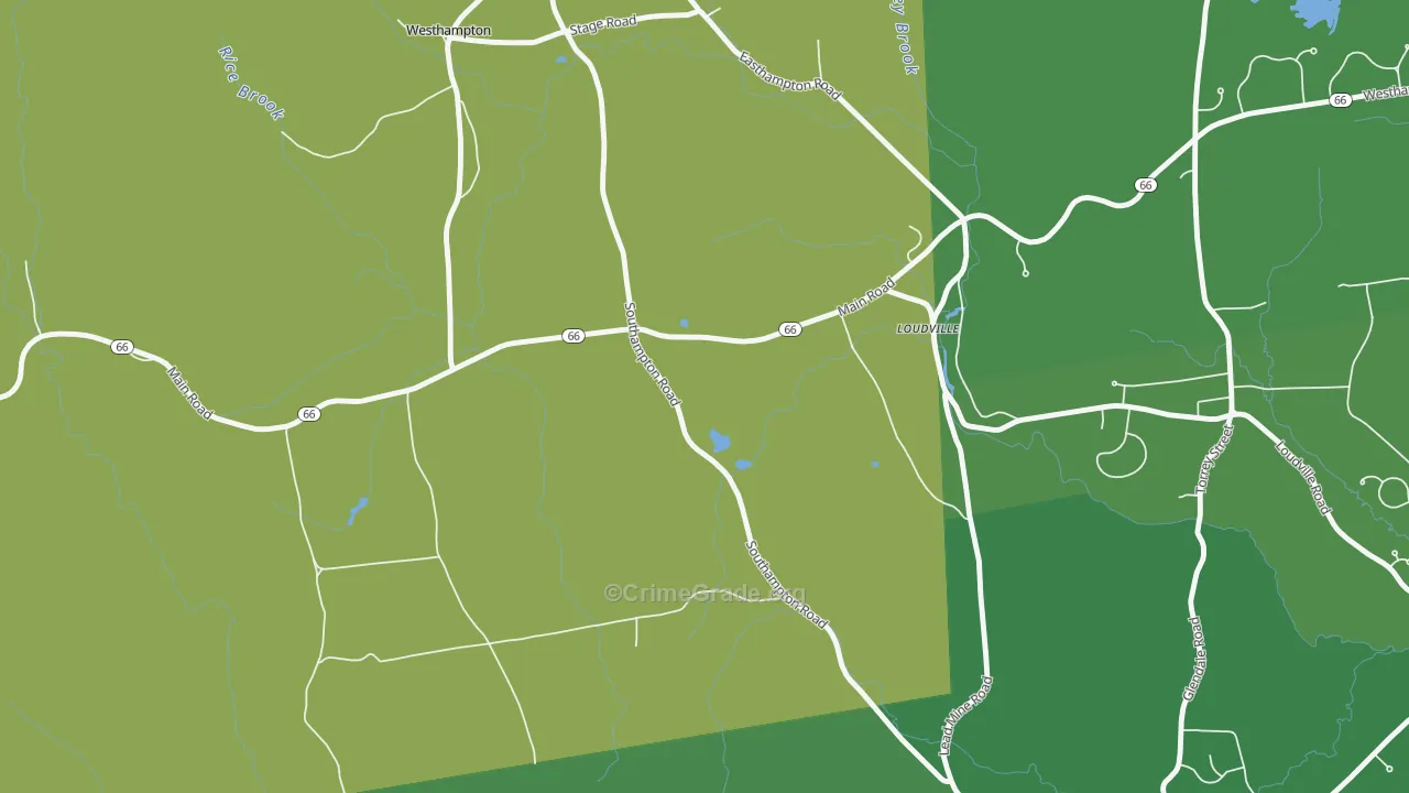 Loudville, MA Map of Theft Rates