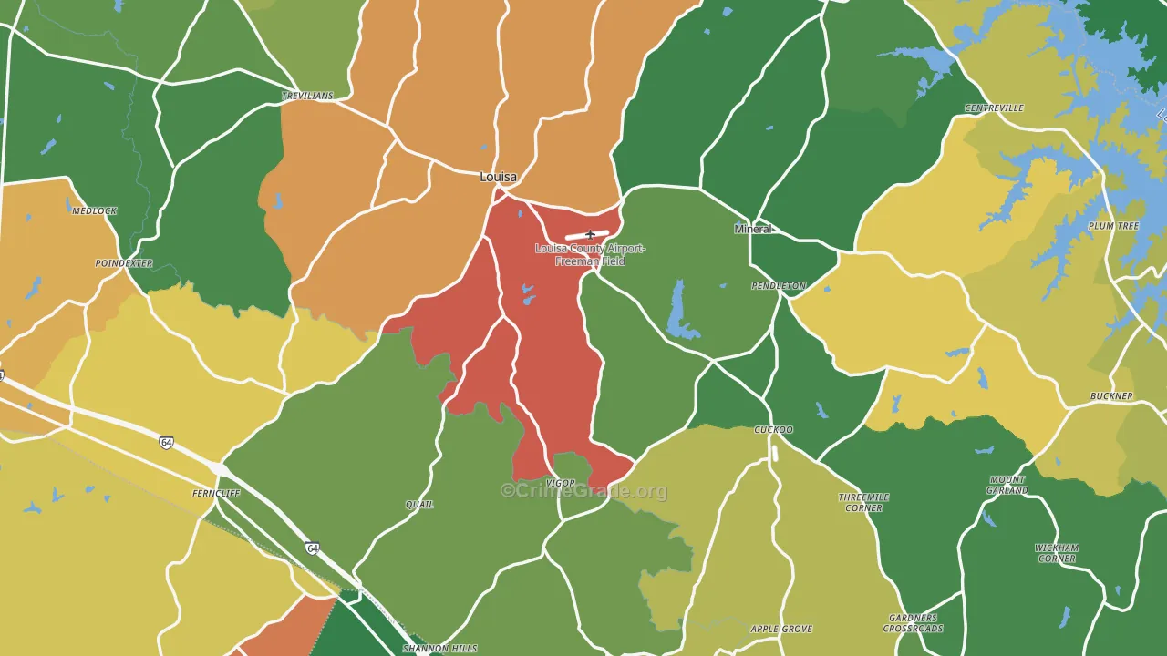 Louisa County, VA Map of Theft Rates