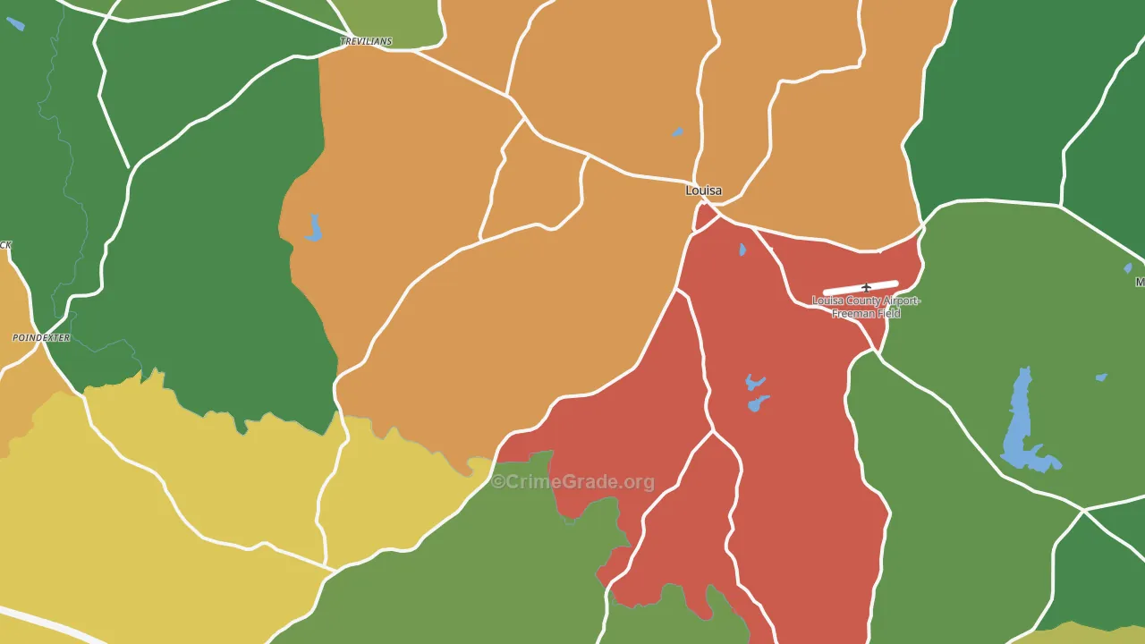 Louisa, VA Map of Theft Rates