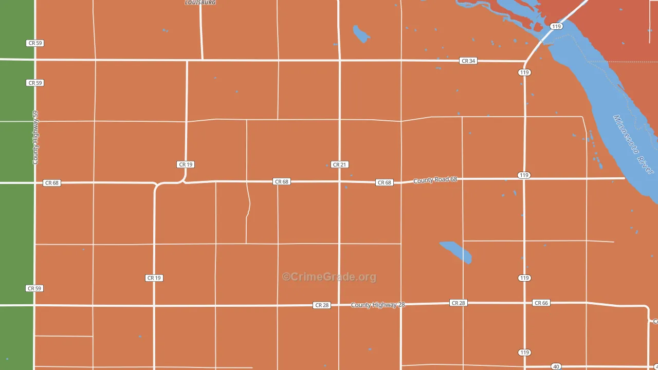 Louisburg, MN Map of Theft Rates