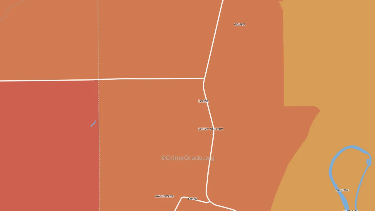 Louise, MS Map of Theft Rates