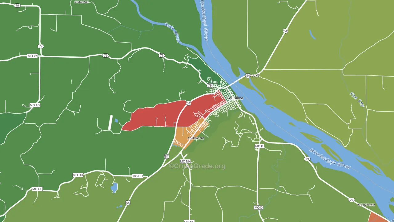 Louisiana, MO Map of Theft Rates