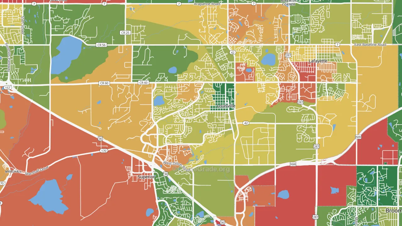 Louisville, CO Map of Theft Rates