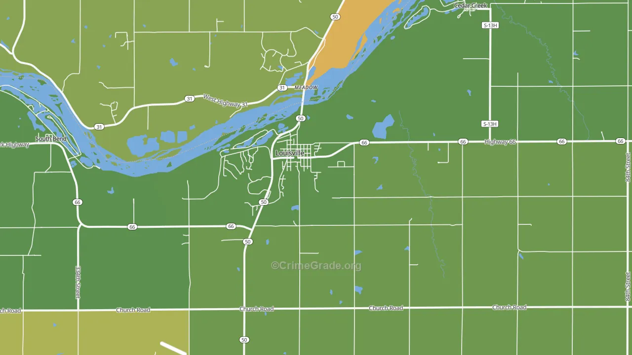 Louisville, NE Map of Theft Rates