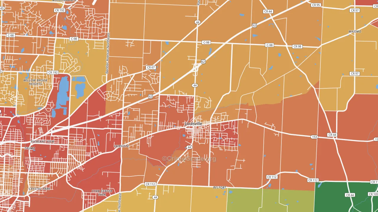 Louisville, OH Map of Theft Rates