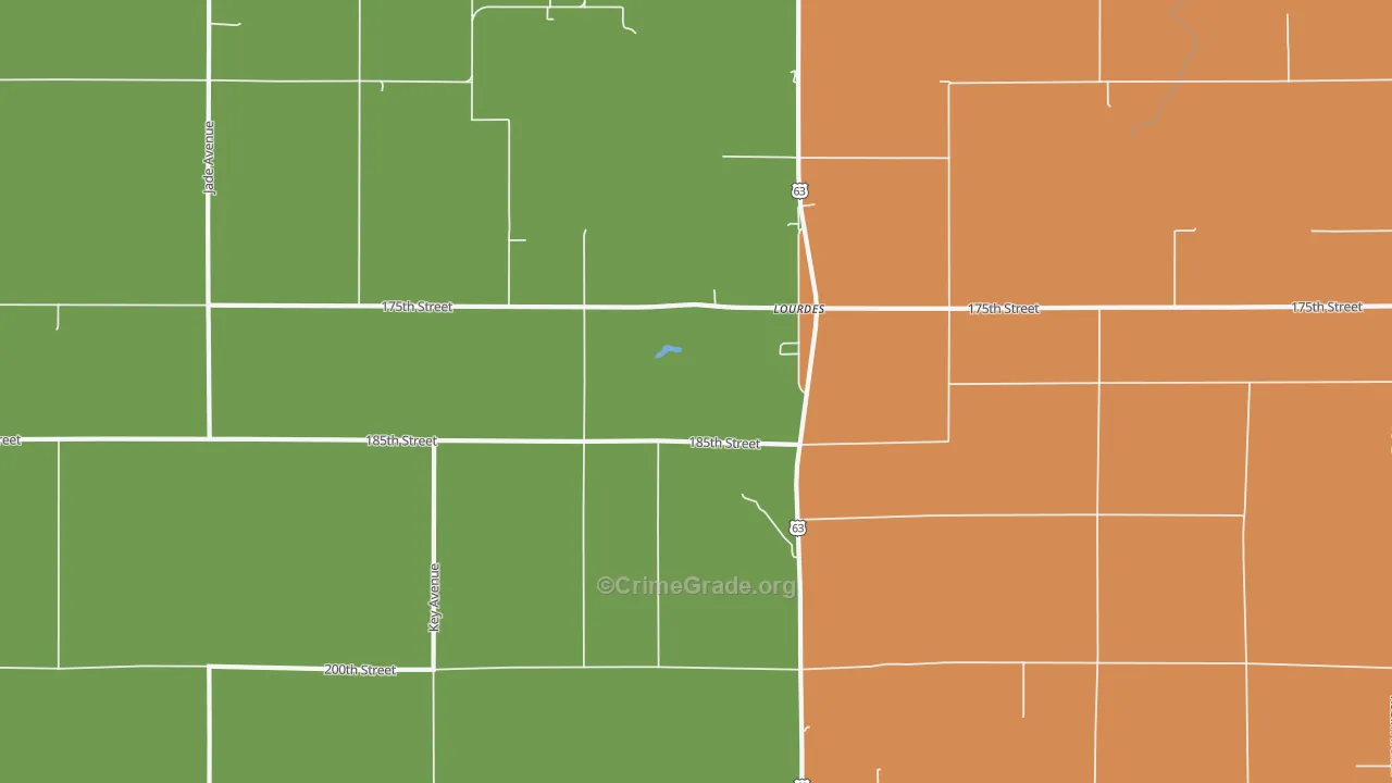 Lourdes, IA Map of Theft Rates